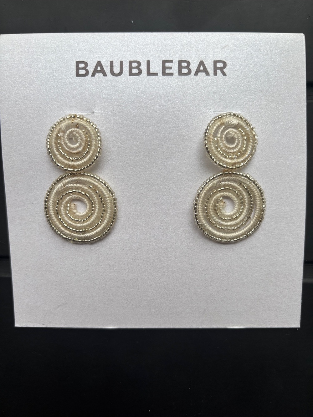 BaubleBar Cream Spiral Double Drop Earrings